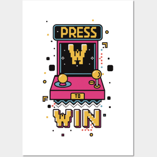 "Press to win" a Funny arcade design for gaming Posters and Art